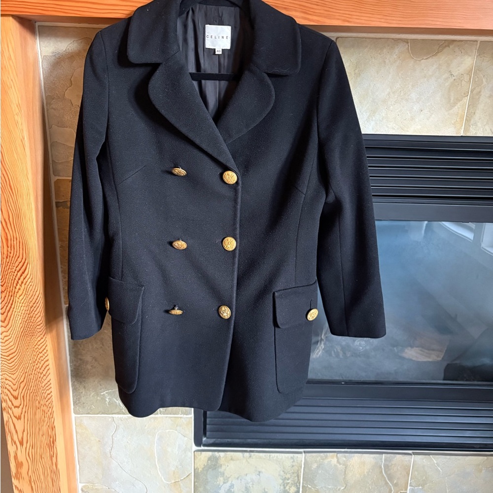 Celine Black Double-Breasted Coat - Picture 9 of 10
